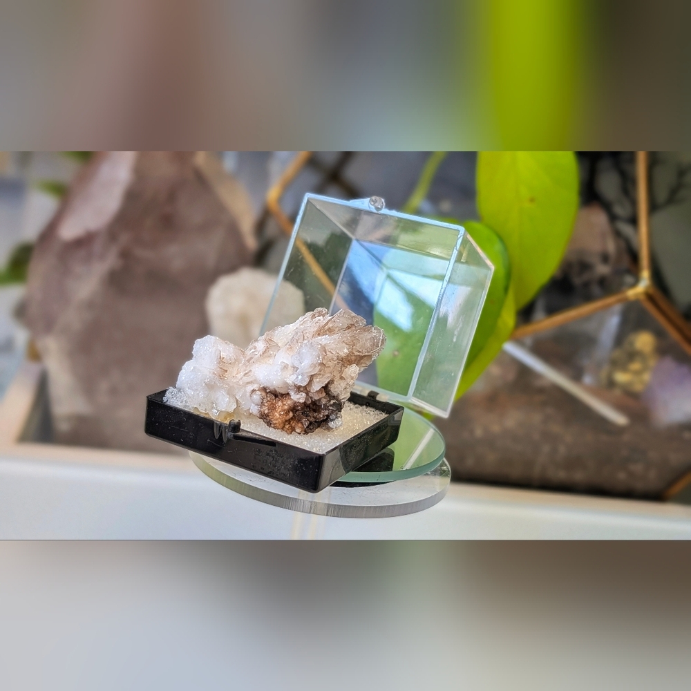 Aragonite Crystal Cluster in Display Case
